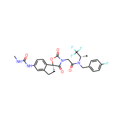 CNC(=O)Nc1ccc2c(c1)CC[C@@]21OC(=O)N(CC(=O)N(Cc2ccc(F)cc2)[C@@H](C)C(F)(F)F)C1=O ZINC000953030418