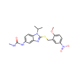 CNC(=O)Nc1ccc2c(c1)nc(SCc1cc([N+](=O)[O-])ccc1OC)n2C(C)C ZINC000028524053