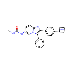 CNC(=O)Nc1ccc2nc(-c3ccc(C4(N)CCC4)cc3)c(-c3ccccc3)n2c1 ZINC000113660852