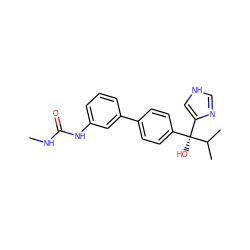 CNC(=O)Nc1cccc(-c2ccc([C@@](O)(c3c[nH]cn3)C(C)C)cc2)c1 ZINC000071296732