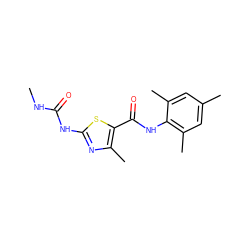 CNC(=O)Nc1nc(C)c(C(=O)Nc2c(C)cc(C)cc2C)s1 ZINC000013587430