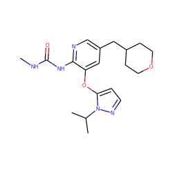 CNC(=O)Nc1ncc(CC2CCOCC2)cc1Oc1ccnn1C(C)C ZINC000299824916