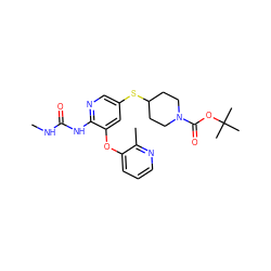 CNC(=O)Nc1ncc(SC2CCN(C(=O)OC(C)(C)C)CC2)cc1Oc1cccnc1C ZINC000299821862