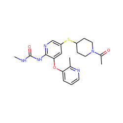 CNC(=O)Nc1ncc(SC2CCN(C(C)=O)CC2)cc1Oc1cccnc1C ZINC000299831457