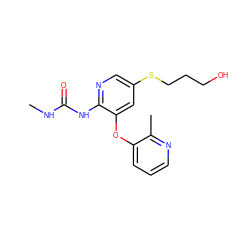 CNC(=O)Nc1ncc(SCCCO)cc1Oc1cccnc1C ZINC000299825468