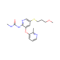 CNC(=O)Nc1ncc(SCCCOC)cc1Oc1cccnc1C ZINC000299820603