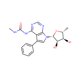 CNC(=O)Nc1ncnc2c1c(-c1ccccc1)cn2[C@@H]1O[C@H](C)[C@@H](O)[C@H]1O ZINC000013676853