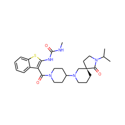 CNC(=O)Nc1sc2ccccc2c1C(=O)N1CCC(N2CCC[C@]3(CCN(C(C)C)C3=O)C2)CC1 ZINC000034946614