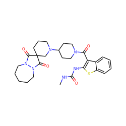 CNC(=O)Nc1sc2ccccc2c1C(=O)N1CCC(N2CCCC3(C2)C(=O)N2CCCCCN2C3=O)CC1 ZINC000084706480