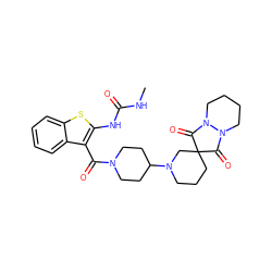 CNC(=O)Nc1sc2ccccc2c1C(=O)N1CCC(N2CCCC3(C2)C(=O)N2CCCCN2C3=O)CC1 ZINC000084672226