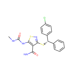 CNC(=O)Nc1snc(S[C@@H](c2ccccc2)c2ccc(Cl)cc2)c1C(N)=O ZINC000036348944