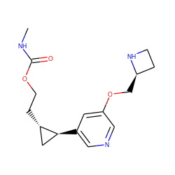 CNC(=O)OCC[C@H]1C[C@@H]1c1cncc(OC[C@@H]2CCN2)c1 ZINC000084635414