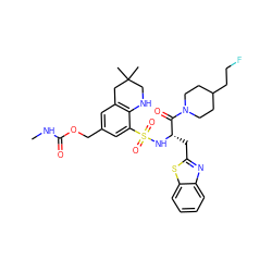 CNC(=O)OCc1cc2c(c(S(=O)(=O)N[C@@H](Cc3nc4ccccc4s3)C(=O)N3CCC(CCF)CC3)c1)NCC(C)(C)C2 ZINC000029340237