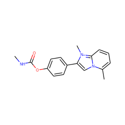 CNC(=O)Oc1ccc(-c2cn3c(C)cccc3[n+]2C)cc1 ZINC000049034579