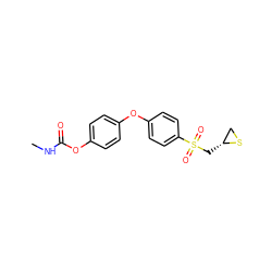 CNC(=O)Oc1ccc(Oc2ccc(S(=O)(=O)C[C@@H]3CS3)cc2)cc1 ZINC000096286044