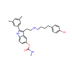 CNC(=O)Oc1ccc2[nH]c(-c3cc(C)cc(C)c3)c(CCNCCCCc3ccc(O)cc3)c2c1 ZINC000027560237