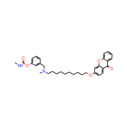 CNC(=O)Oc1cccc(CN(C)CCCCCCCCCCOc2ccc3c(=O)c4ccccc4oc3c2)c1 ZINC000014947409