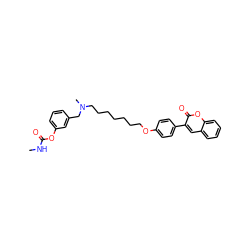 CNC(=O)Oc1cccc(CN(C)CCCCCCCOc2ccc(-c3cc4ccccc4oc3=O)cc2)c1 ZINC000084759591