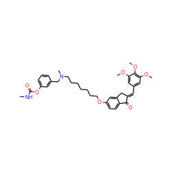 CNC(=O)Oc1cccc(CN(C)CCCCCCCOc2ccc3c(c2)C/C(=C\c2cc(OC)c(OC)c(OC)c2)C3=O)c1 ZINC000014947402