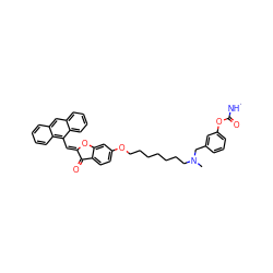 CNC(=O)Oc1cccc(CN(C)CCCCCCCOc2ccc3c(c2)O/C(=C\c2c4ccccc4cc4ccccc24)C3=O)c1 ZINC000014947396