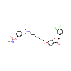 CNC(=O)Oc1cccc(CN(C)CCCCCCCOc2ccc3c(c2)O/C(=C\c2ccc(Cl)c(Cl)c2)C3=O)c1 ZINC000014947398