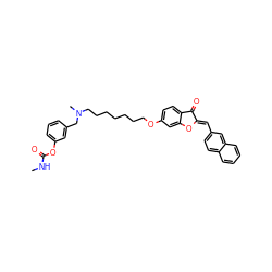 CNC(=O)Oc1cccc(CN(C)CCCCCCCOc2ccc3c(c2)O/C(=C\c2ccc4ccccc4c2)C3=O)c1 ZINC000014947394