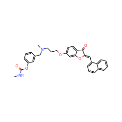 CNC(=O)Oc1cccc(CN(C)CCCOc2ccc3c(c2)O/C(=C\c2cccc4ccccc24)C3=O)c1 ZINC000013646414