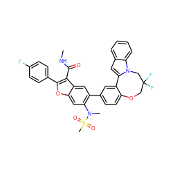 CNC(=O)c1c(-c2ccc(F)cc2)oc2cc(N(C)S(C)(=O)=O)c(-c3ccc4c(c3)-c3cc5ccccc5n3CC(F)(F)CO4)cc12 ZINC000205191902