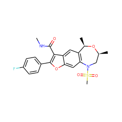 CNC(=O)c1c(-c2ccc(F)cc2)oc2cc3c(cc12)[C@@H](C)O[C@@H](C)CN3S(C)(=O)=O ZINC000149721341