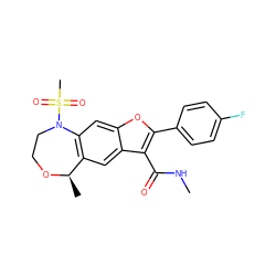 CNC(=O)c1c(-c2ccc(F)cc2)oc2cc3c(cc12)[C@@H](C)OCCN3S(C)(=O)=O ZINC000149556741