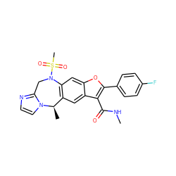 CNC(=O)c1c(-c2ccc(F)cc2)oc2cc3c(cc12)[C@@H](C)n1ccnc1CN3S(C)(=O)=O ZINC000144102183