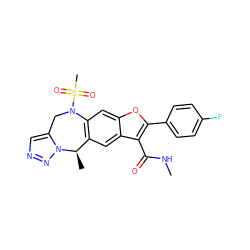 CNC(=O)c1c(-c2ccc(F)cc2)oc2cc3c(cc12)[C@@H](C)n1nncc1CN3S(C)(=O)=O ZINC000144422937