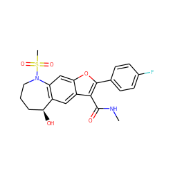 CNC(=O)c1c(-c2ccc(F)cc2)oc2cc3c(cc12)[C@@H](O)CCCN3S(C)(=O)=O ZINC000149554434