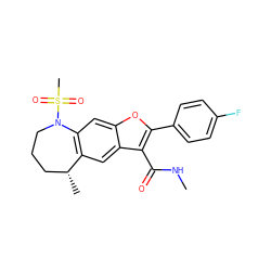 CNC(=O)c1c(-c2ccc(F)cc2)oc2cc3c(cc12)[C@H](C)CCCN3S(C)(=O)=O ZINC000149553987