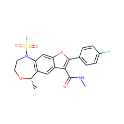 CNC(=O)c1c(-c2ccc(F)cc2)oc2cc3c(cc12)[C@H](C)OCCN3S(C)(=O)=O ZINC000149556962