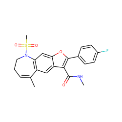 CNC(=O)c1c(-c2ccc(F)cc2)oc2cc3c(cc12)C(C)=CCCN3S(C)(=O)=O ZINC000149553606