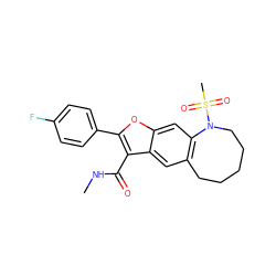 CNC(=O)c1c(-c2ccc(F)cc2)oc2cc3c(cc12)CCCCCN3S(C)(=O)=O ZINC000144126383