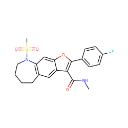 CNC(=O)c1c(-c2ccc(F)cc2)oc2cc3c(cc12)CCCCN3S(C)(=O)=O ZINC000149551291