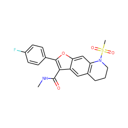 CNC(=O)c1c(-c2ccc(F)cc2)oc2cc3c(cc12)CCCN3S(C)(=O)=O ZINC000143919977