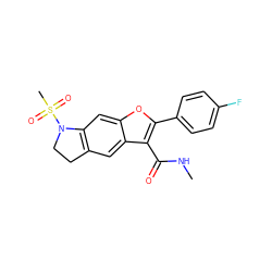 CNC(=O)c1c(-c2ccc(F)cc2)oc2cc3c(cc12)CCN3S(C)(=O)=O ZINC000149558569