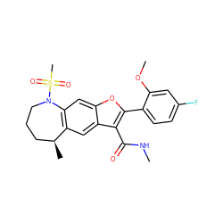 CNC(=O)c1c(-c2ccc(F)cc2OC)oc2cc3c(cc12)[C@@H](C)CCCN3S(C)(=O)=O ZINC000149649224