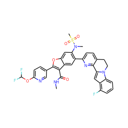 CNC(=O)c1c(-c2ccc(OC(F)F)nc2)oc2cc(N(C)S(C)(=O)=O)c(-c3ccc4c(n3)-c3cc5c(F)cccc5n3CC4)cc12 ZINC000212183480