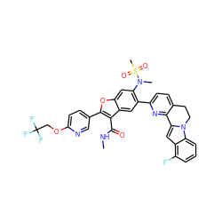 CNC(=O)c1c(-c2ccc(OCC(F)(F)F)nc2)oc2cc(N(C)S(C)(=O)=O)c(-c3ccc4c(n3)-c3cc5c(F)cccc5n3CC4)cc12 ZINC000212187897