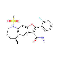 CNC(=O)c1c(-c2ccccc2F)oc2cc3c(cc12)[C@@H](C)CCCN3S(C)(=O)=O ZINC000149627610