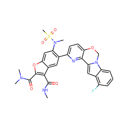 CNC(=O)c1c(C(=O)N(C)C)oc2cc(N(C)S(C)(=O)=O)c(-c3ccc4c(n3)-c3cc5c(F)cccc5n3CO4)cc12 ZINC000212288994