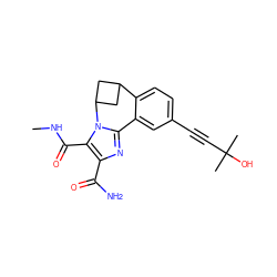 CNC(=O)c1c(C(N)=O)nc2n1C1CC(C1)c1ccc(C#CC(C)(C)O)cc1-2 ZINC000219497648