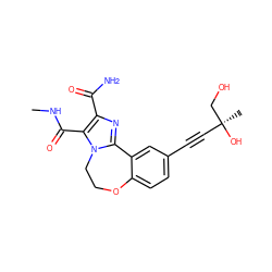 CNC(=O)c1c(C(N)=O)nc2n1CCOc1ccc(C#C[C@](C)(O)CO)cc1-2 ZINC000219504303