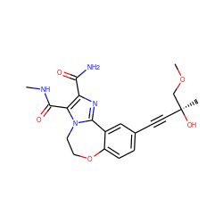 CNC(=O)c1c(C(N)=O)nc2n1CCOc1ccc(C#C[C@](C)(O)COC)cc1-2 ZINC000219539954