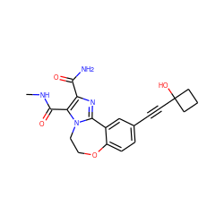 CNC(=O)c1c(C(N)=O)nc2n1CCOc1ccc(C#CC3(O)CCC3)cc1-2 ZINC000215762126