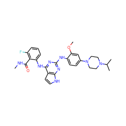 CNC(=O)c1c(F)cccc1Nc1nc(Nc2ccc(N3CCN(C(C)C)CC3)cc2OC)nc2[nH]ccc12 ZINC000053287723